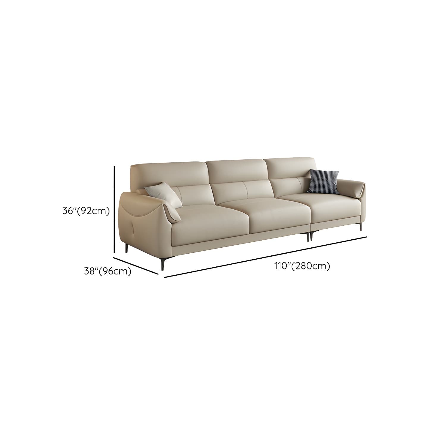 Modern Beige Leather Stationary Sectional Sofa with Pine Wood Frame - image 12