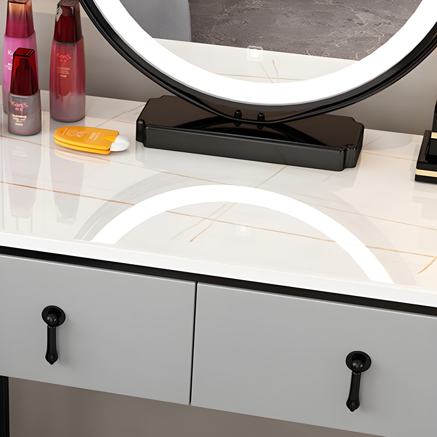 Removable Makeup Counter Lighted Mirror Vanity Dressing Table with Drawer - image 14