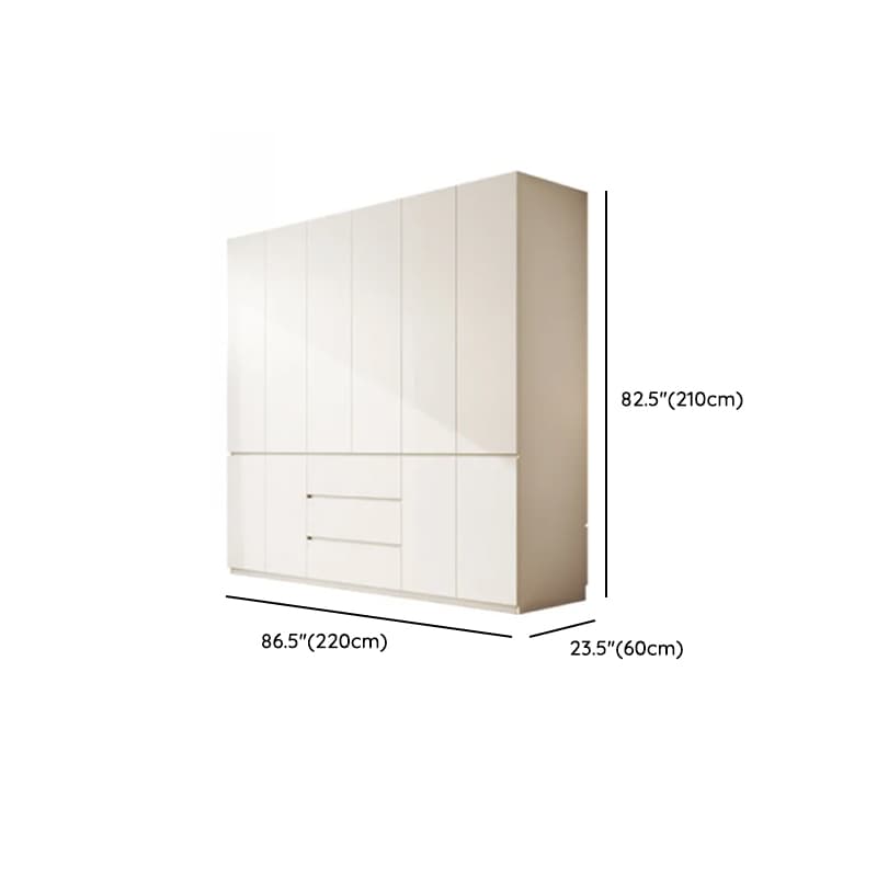 White Modern Simple Style Manufactured Wood Wardrobe Armoire with Soft Close Drawer, Soft Close Door, Interior Shelves, and Hanging Rod - image 7