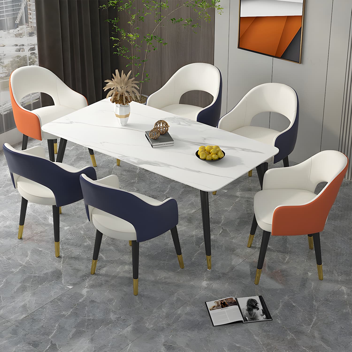 Contemporary Leather Dining Room Chairs Open Back Dining Side Chair for Home Use - image 10