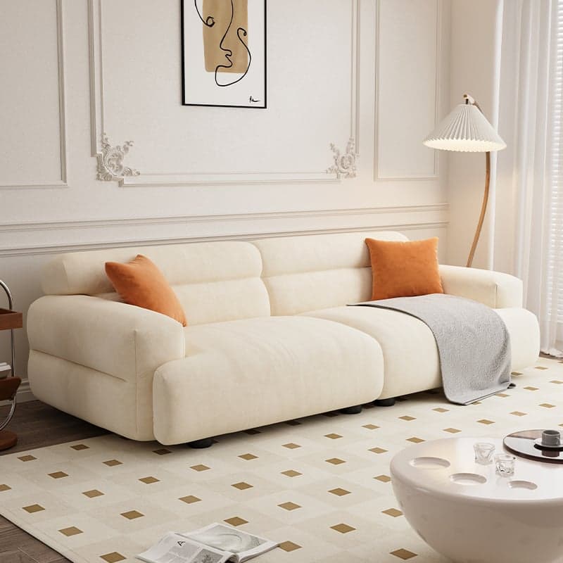 Contemporary Solid Color Tear Resistant Standard Sofa in Gray/Light Brown/Citrus Color for 4/5/3 with 2 Pillows - image 5
