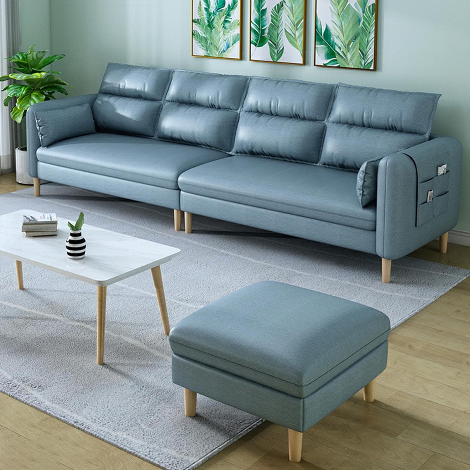 Modern Square Arm Storage Sofas with Loose Back and Ottoman for Living Room - image 13