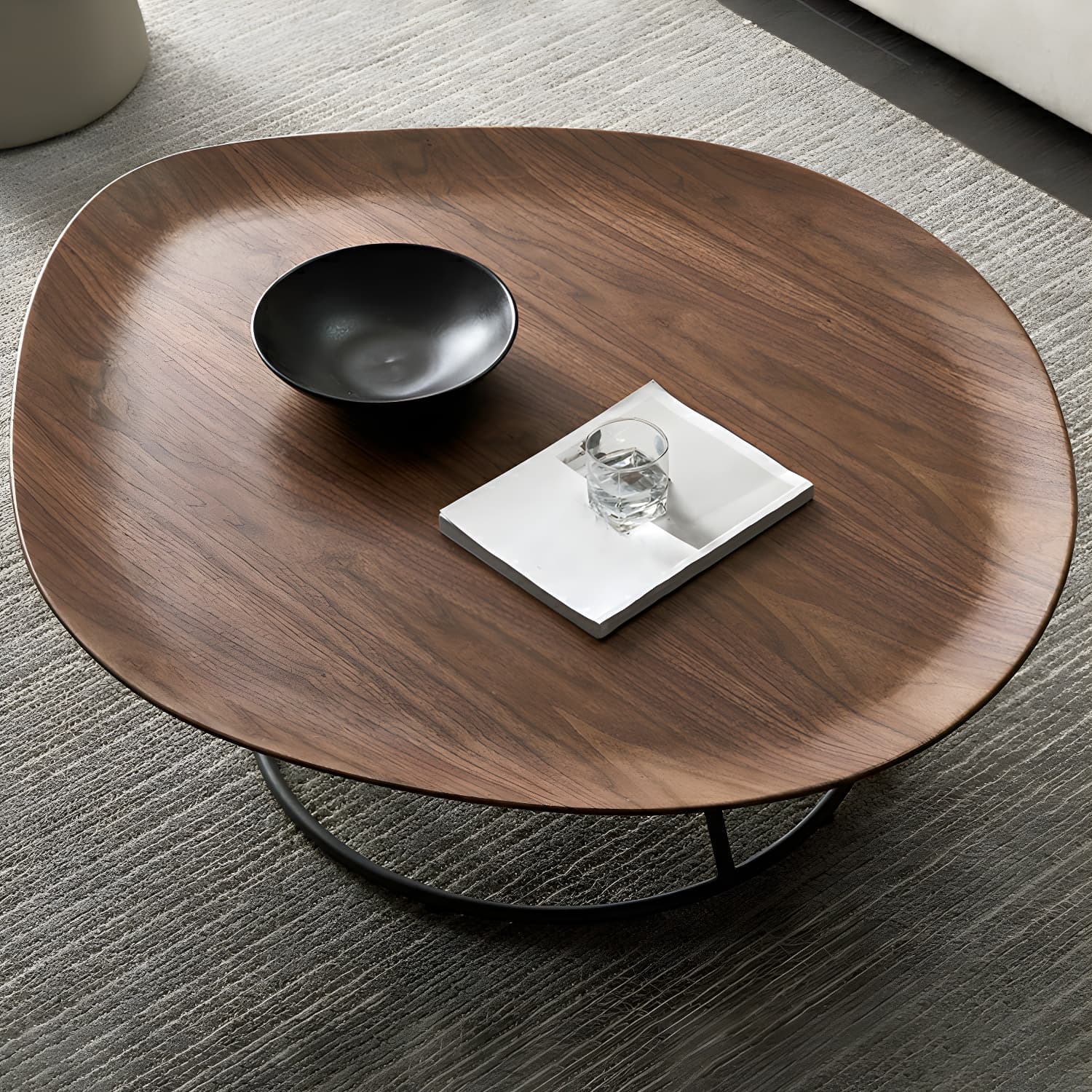 Modern Free Form Wood Coffee Table with Black Metal Frame - Storage Not Included - image 11