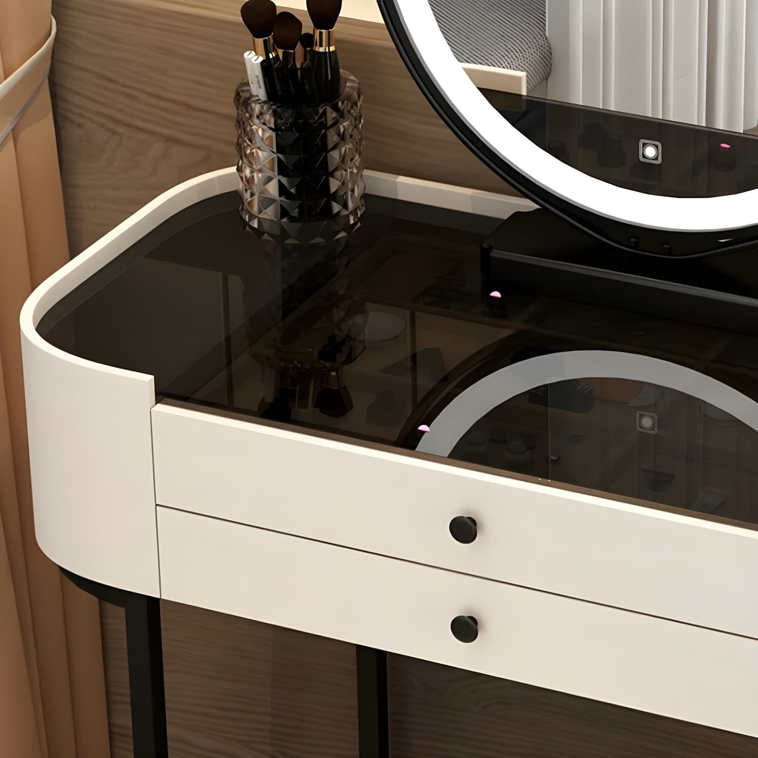 Contemporary Vanity Makeup Dressing Table Stool Set with Mirror - image 8