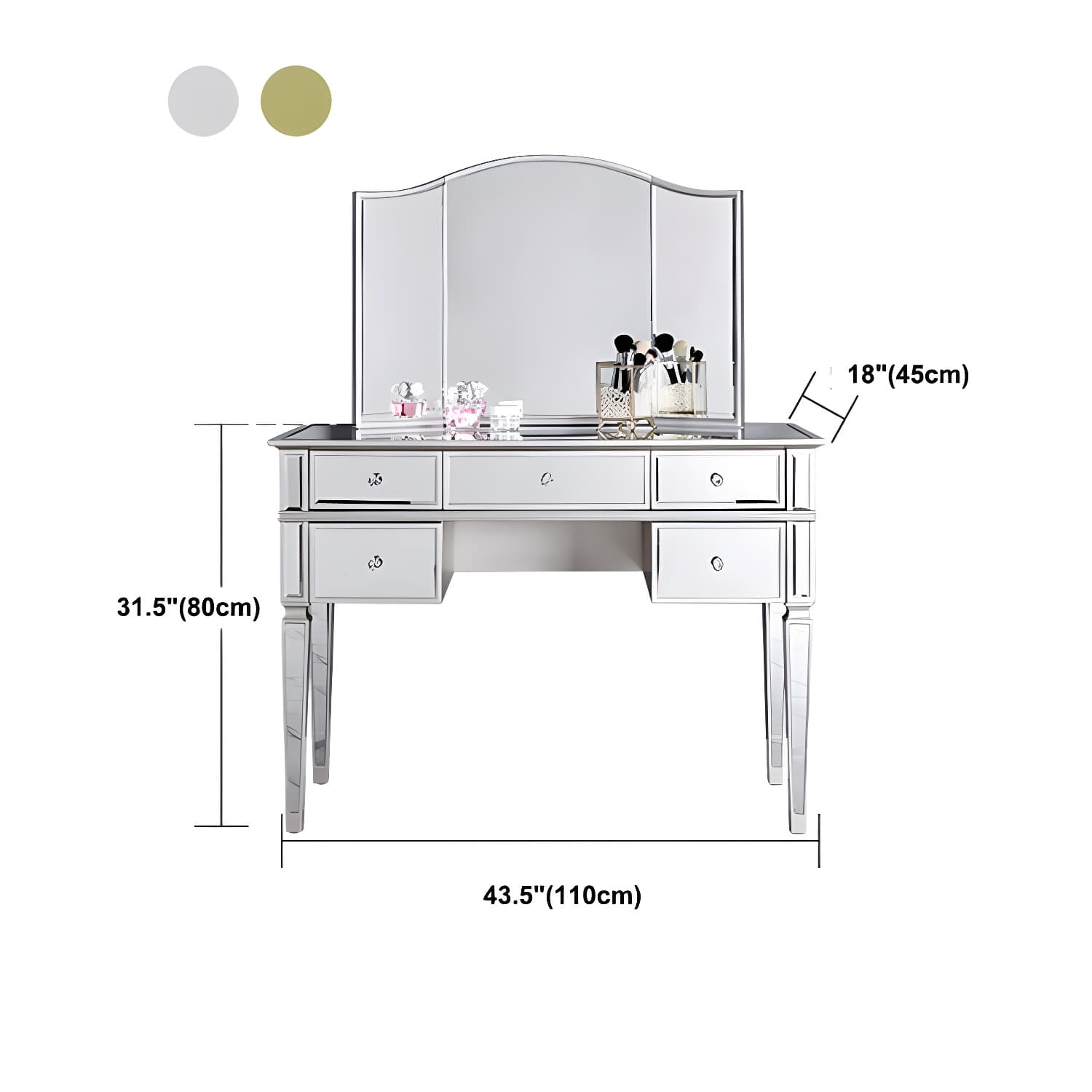 Solid Wood Vanity Dressing Table Set Contemporary Makeup Counter with Drawers - image 13