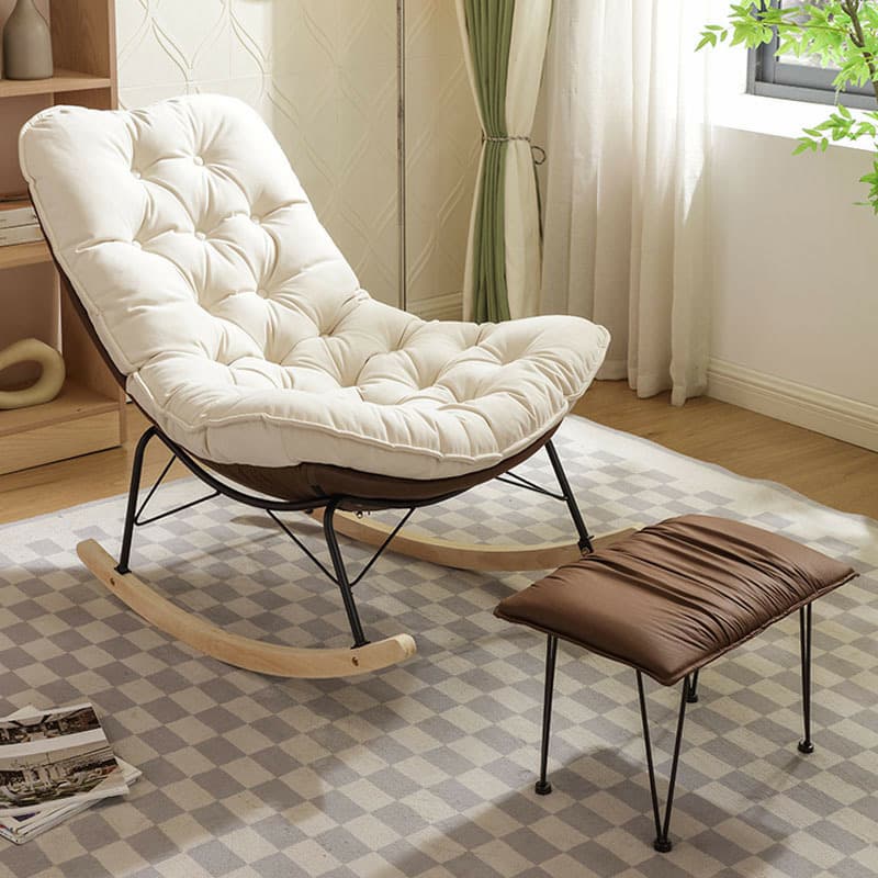 Upholstered Rocking Chair with Wood Legs - Armless Design, Resistant to Scratches and Stains - image 6