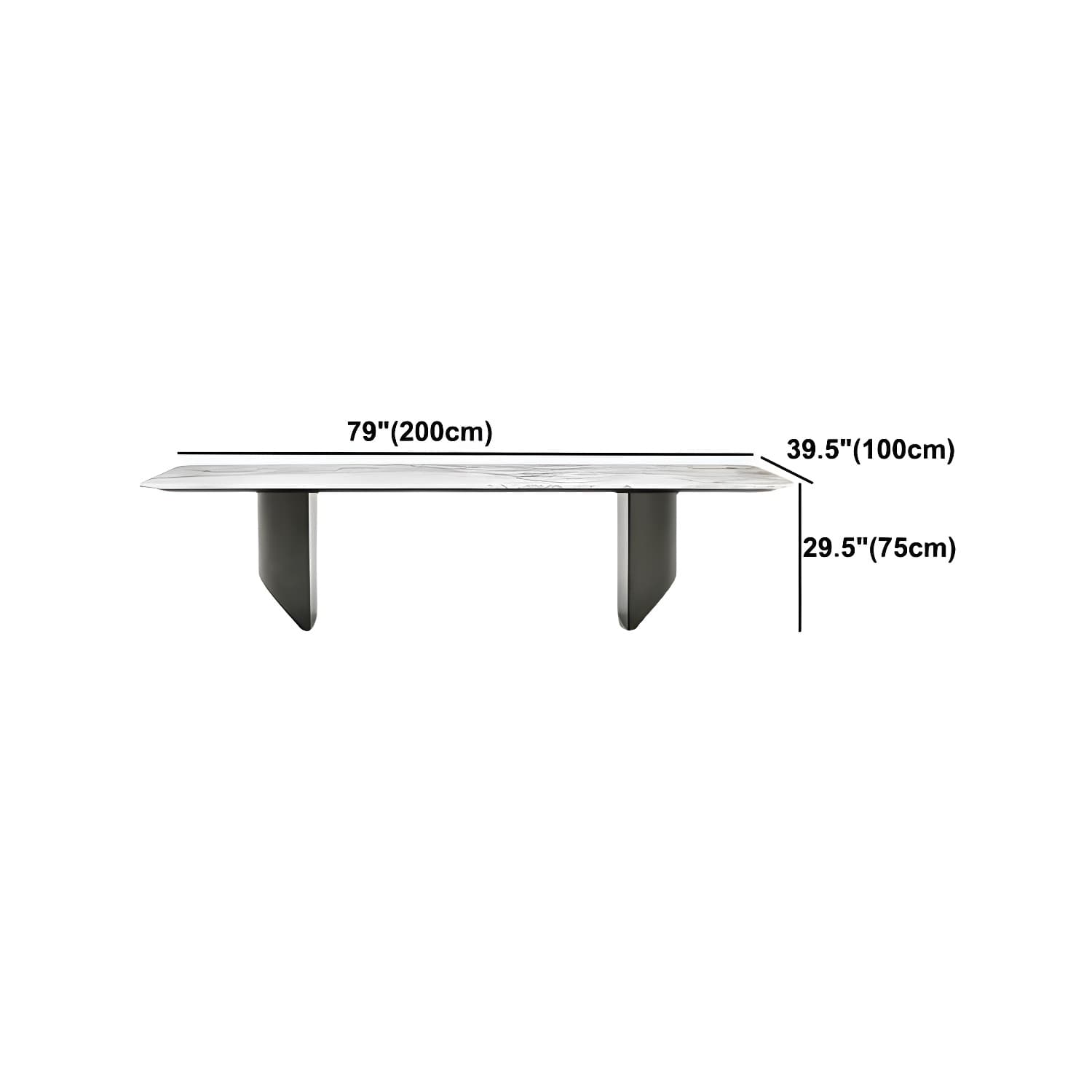 Rectangle Dining Table Sintered Stone Top Modern White Table with Black Legs - image 18