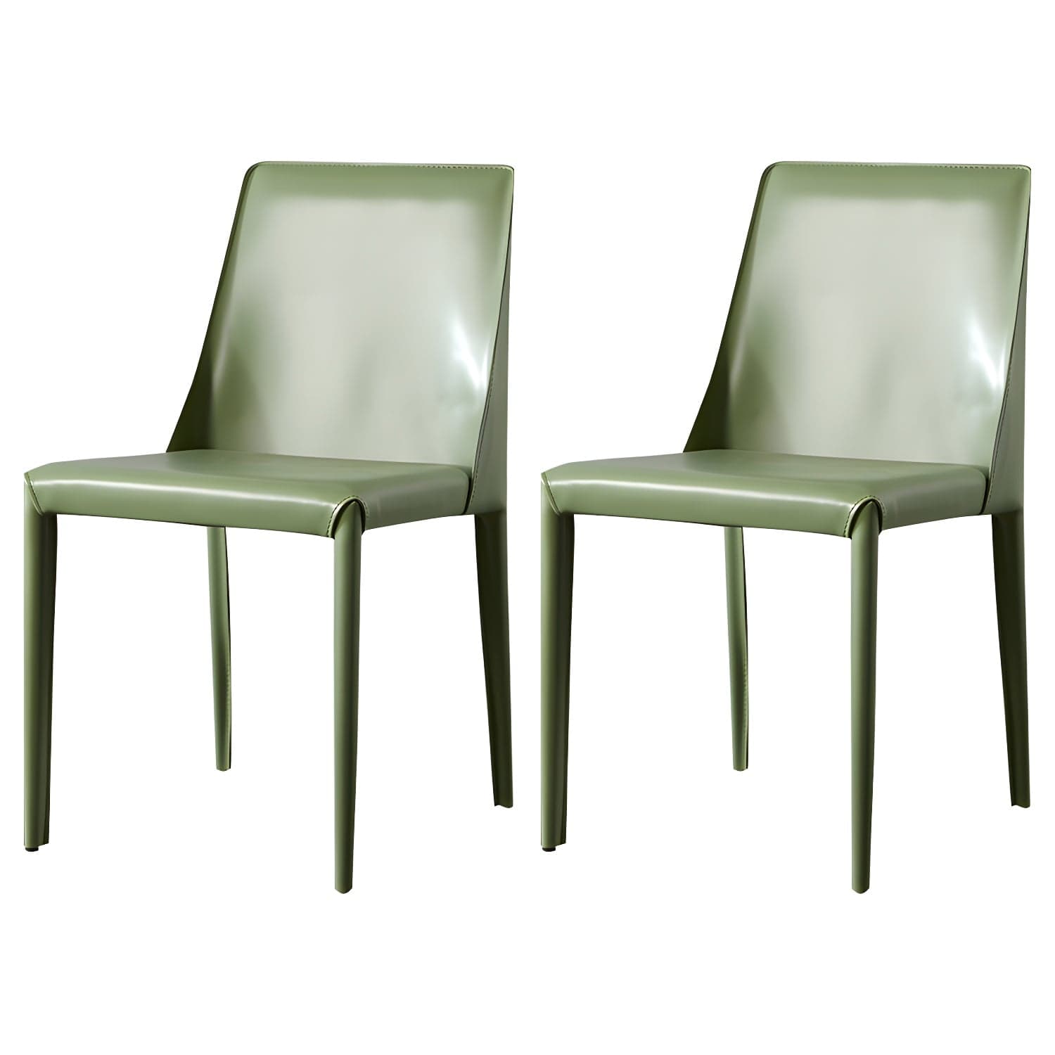 Solid Back Armless Dining Chairs Indoor Leather Side Chairs with Metal Legs - image 6