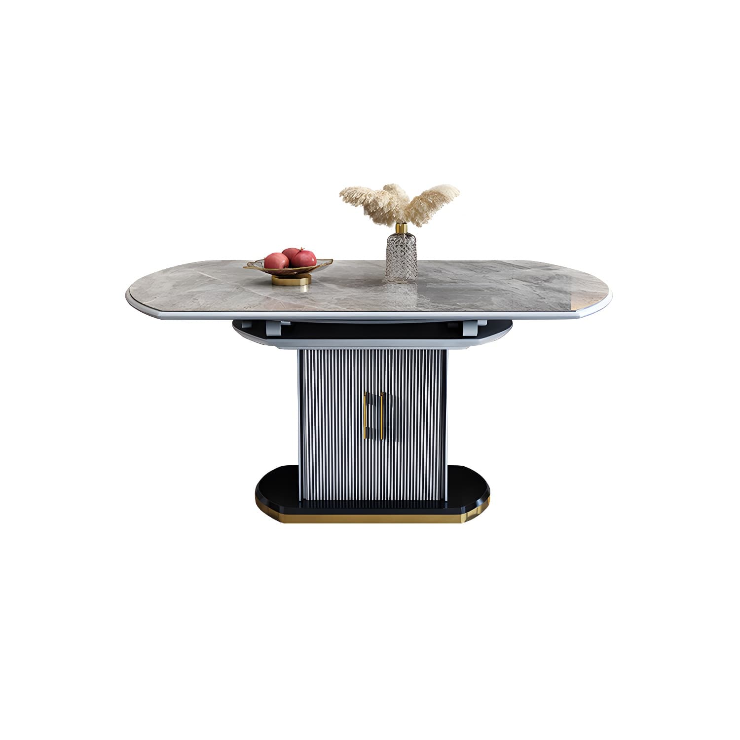Slate Round Dining Table Set with Extending Leaf - Modern Wood Kitchen & Dining Room Furniture - image 6