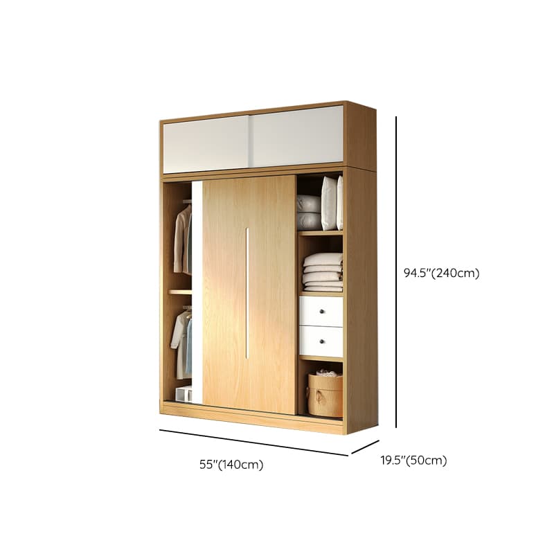 Natural Color Minimalist Cabinet Armoire with Soft Close Drawer, Soft Close Door & Interior Shelves - image 17