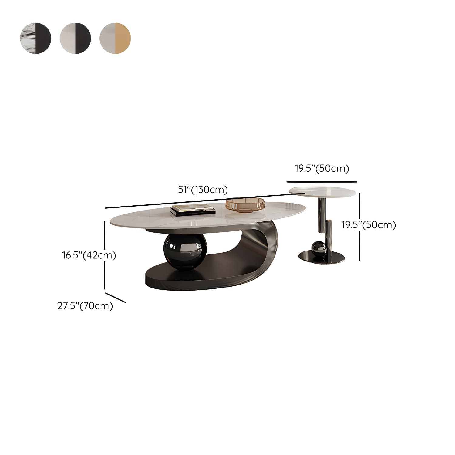 No Distressing Slate Coffee Table Pedestal Oval Single Coffee Table - image 20