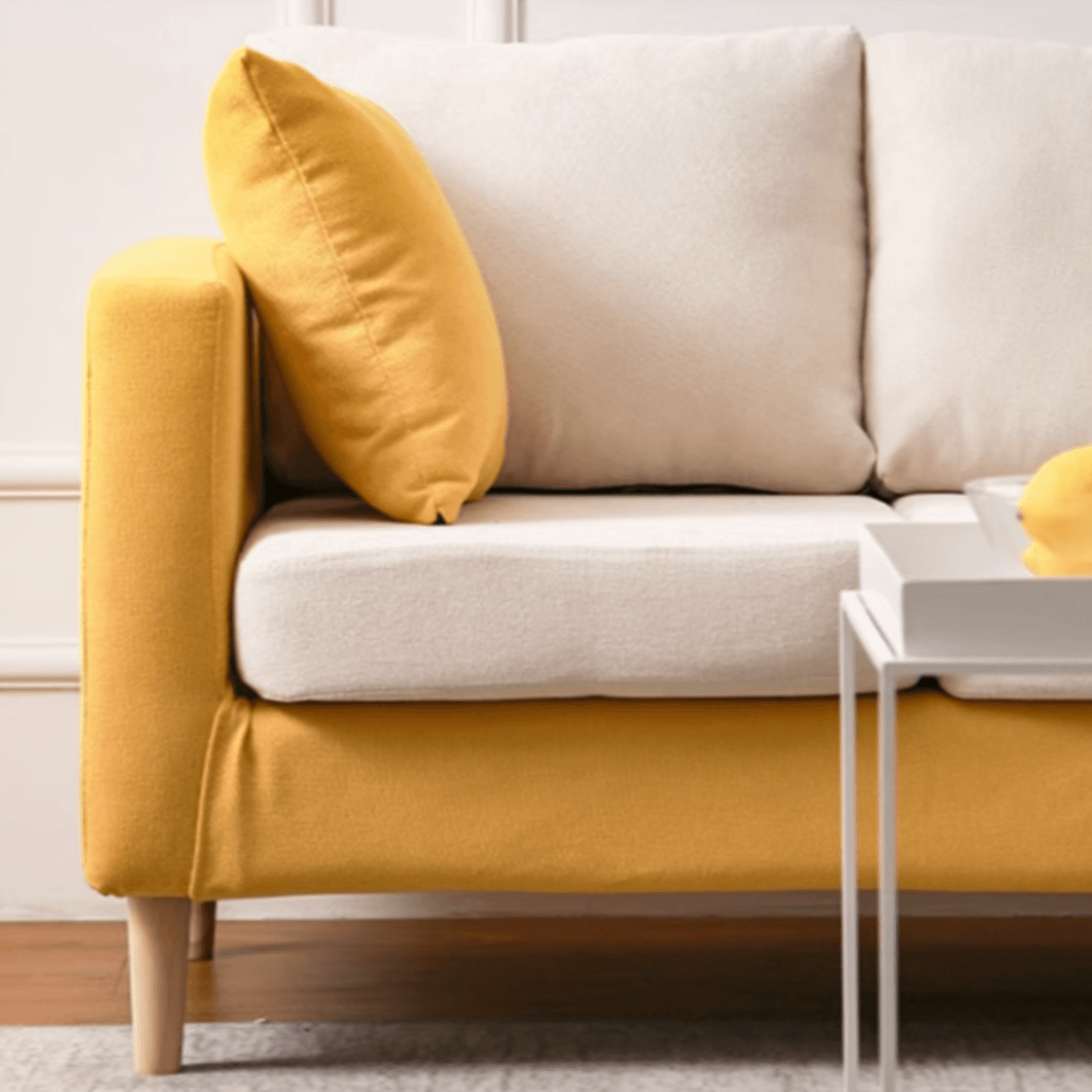 Cream/Dove Grey/Cerulean Loveseat with Slipcover, Wide Pillow Back, Receptacle and 2 Pillows - image 21