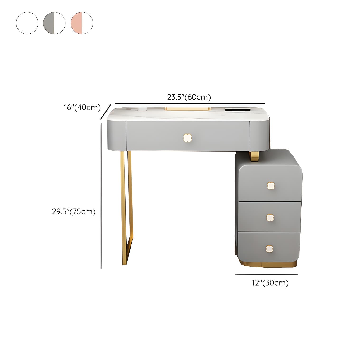 Contemporary Wooden Make-up Vanity with Storage Drawers in Rectangle - image 15