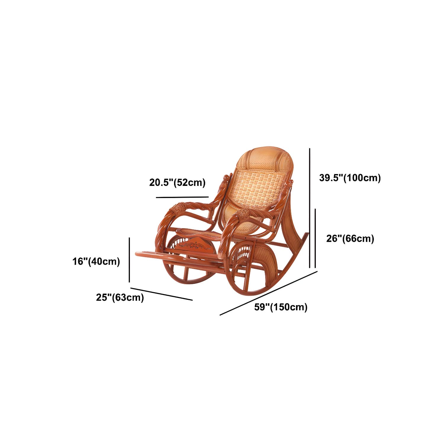 Traditional Spindle Rocking Accent Chair Tobacco Finish Rocker Chair Reclining - image 25