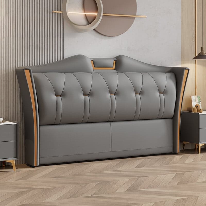 Trendy Wingback Headboard in Natural Wood with No Distressing, Camelback Shape for Queen/Full Bed, Featuring Sponge Upholstery and Standard Height - image 5