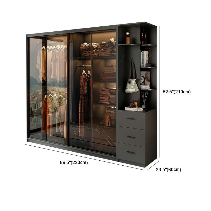 Trendy Charcoal Interior Shelves with Soft Close Drawer and Soft Close Door Timber Cabinet Armoire - image 14