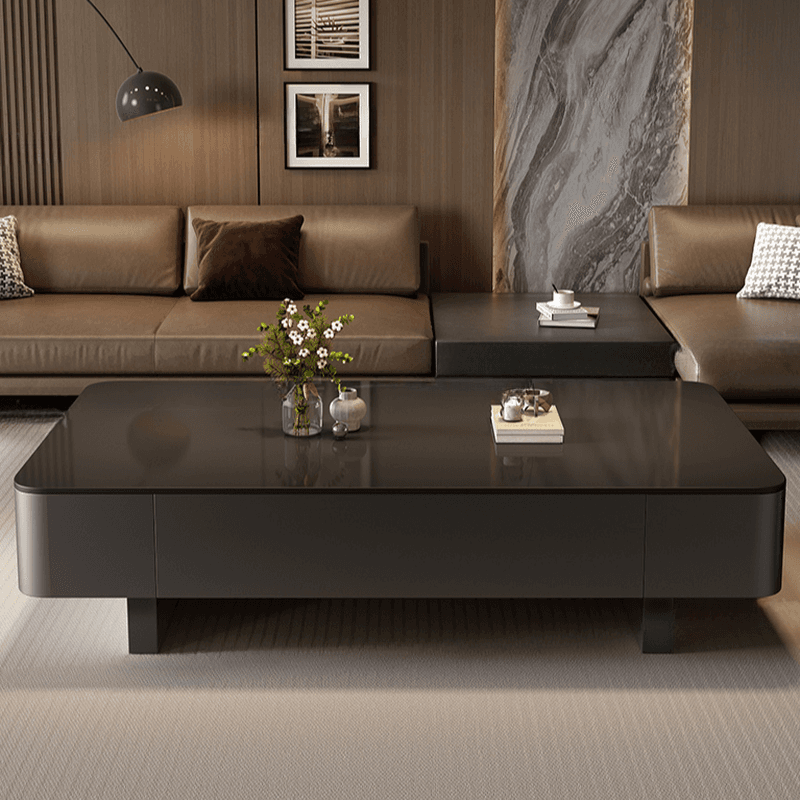 Rectangular Side Table with Twin Support Base, Rawhide Upholstery, and 2 Drawers - image 14