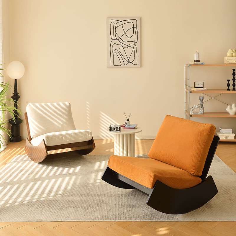 Modern Simple Style White/Lime Green/Grey Upholstered Cushioned Living Room Rocking Chair - image 6