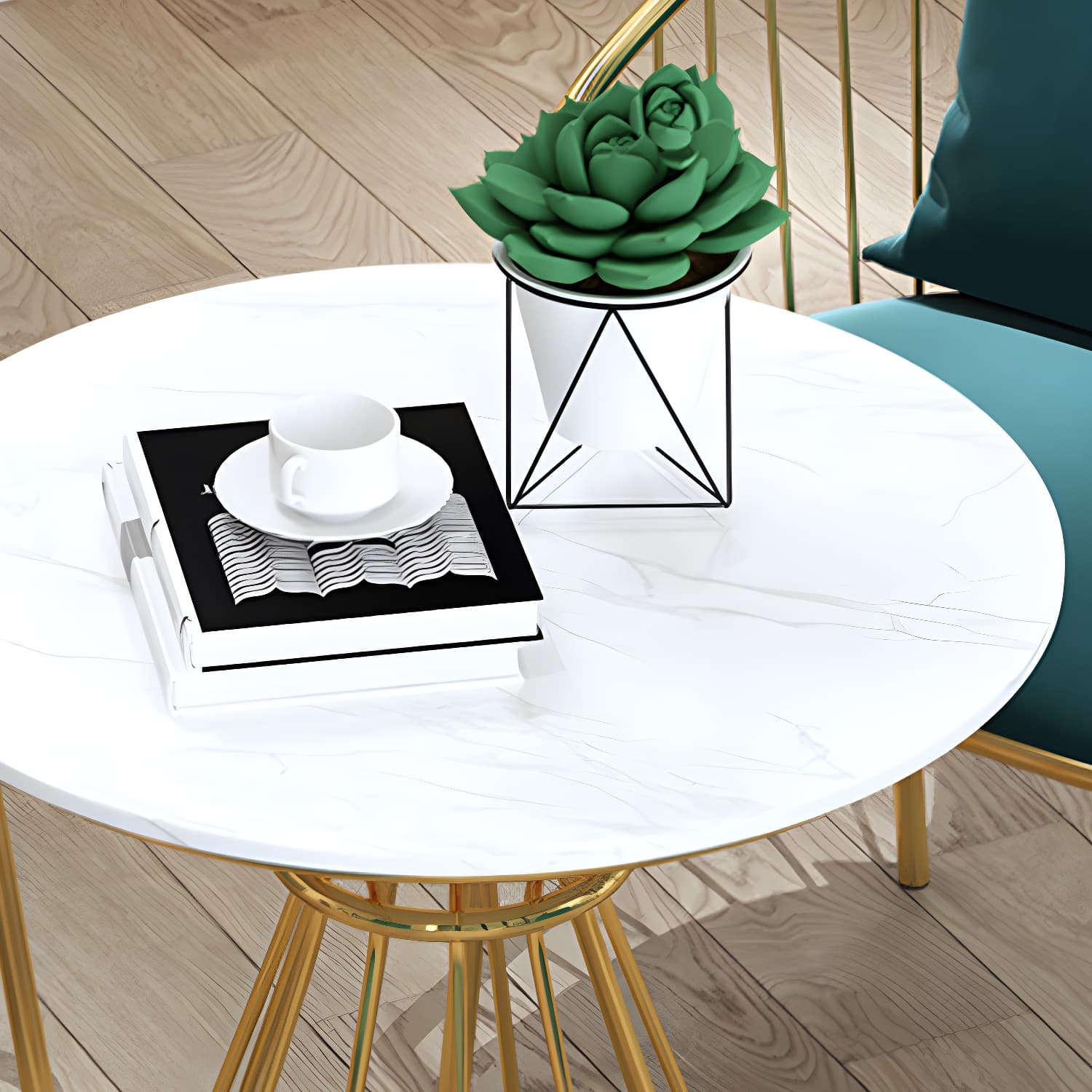 Sintered Stone Dining Table Traditional Luxury Dining Table with Gold Base - image 8