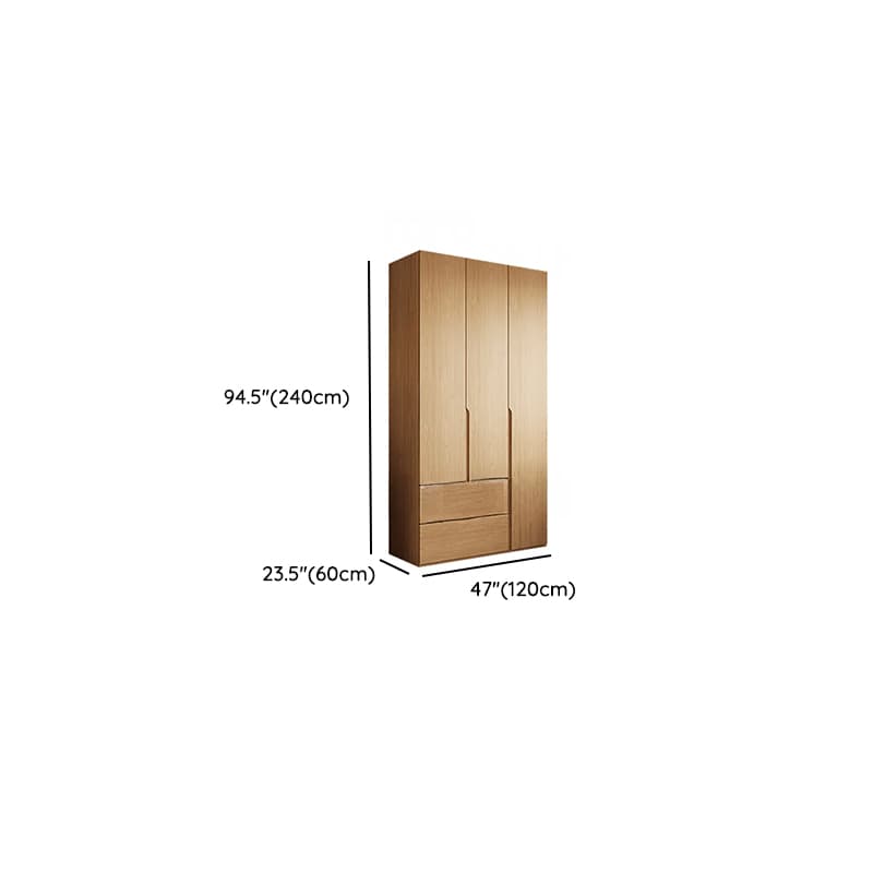 Natural Finish Minimalist Oak Wood Cabinet Armoire with Soft Close Drawer, Soft Close Door, Interior Shelves, and Clothing Rod - image 13