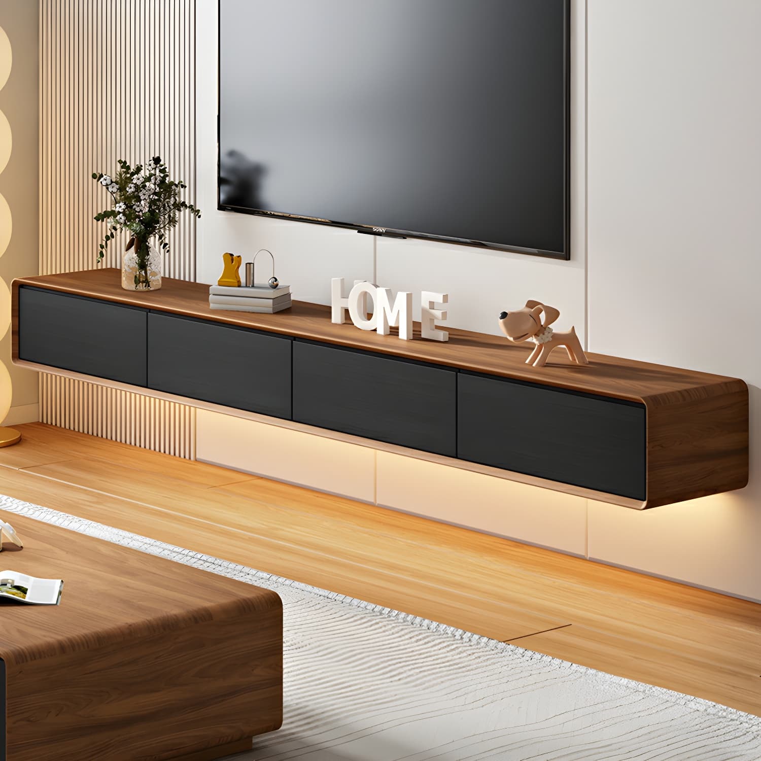Modern Floating 2-Drawer TV Cabinet with Cable Management for Living Room - image 6