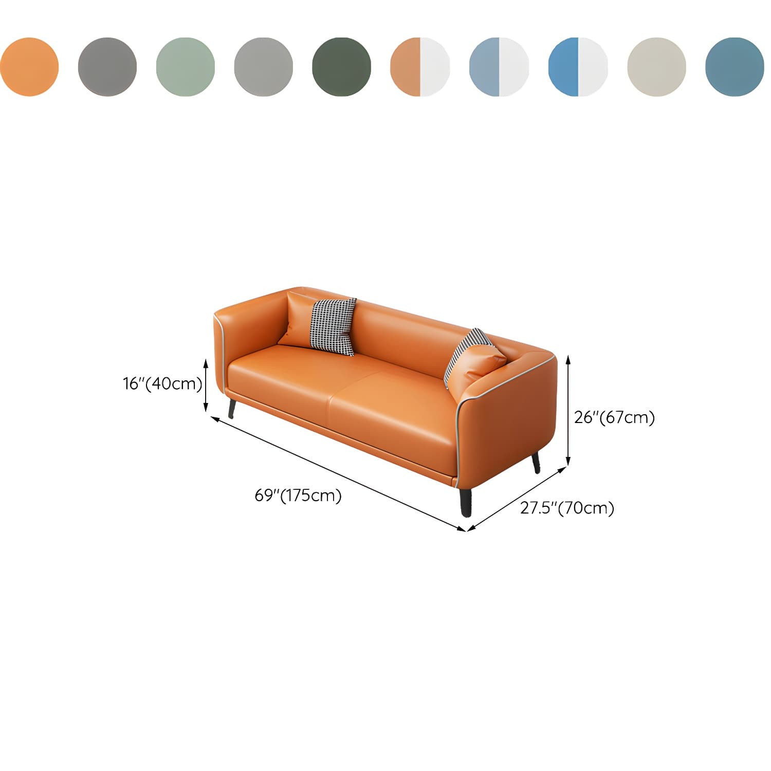 Modern Square Arm Standard Sofa Metal Legs Settee for Living Room - image 21