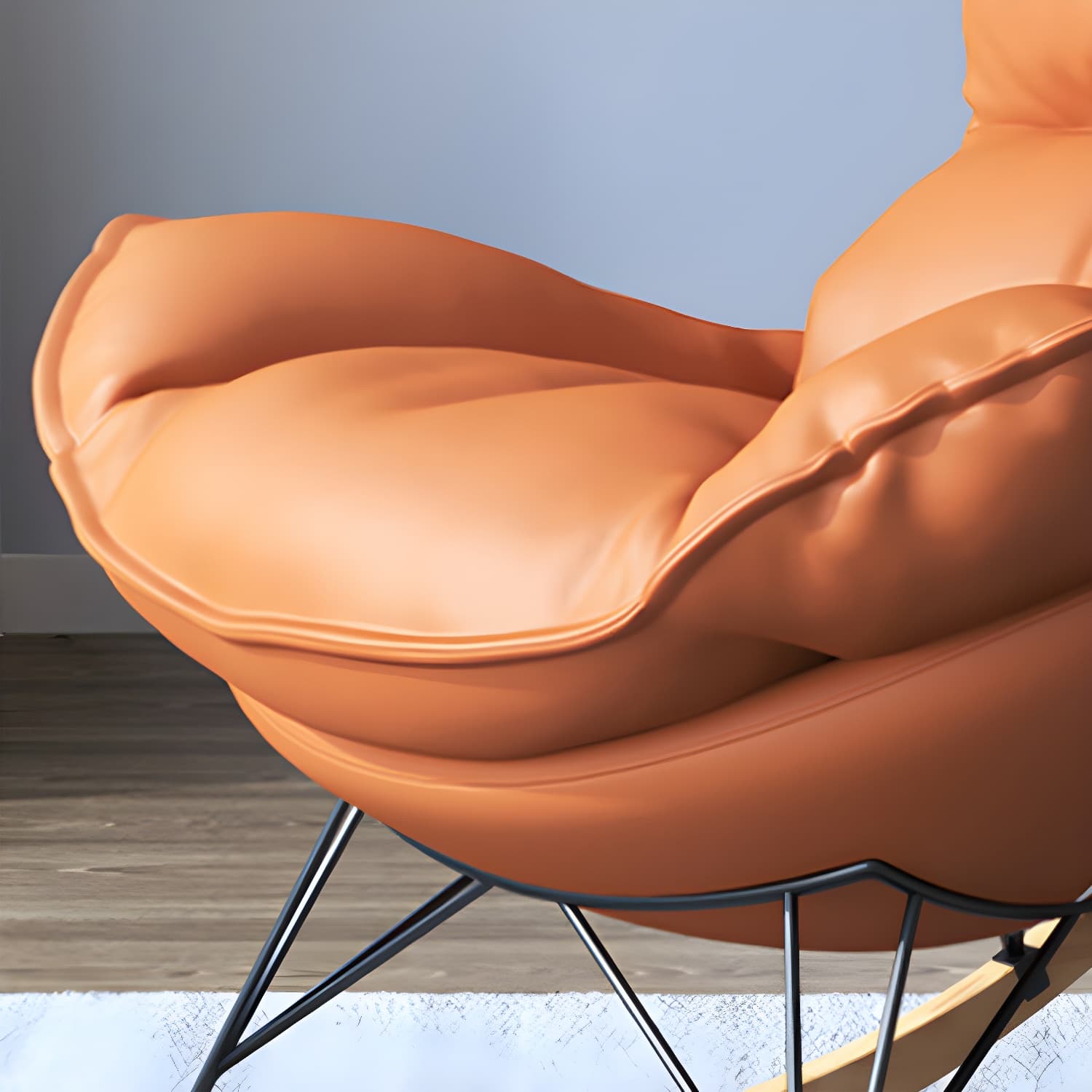 Modern Upholstered Rocking Chair and Ottoman Set - Natural Wood Legs, Stylish Design for Home Decor - image 15