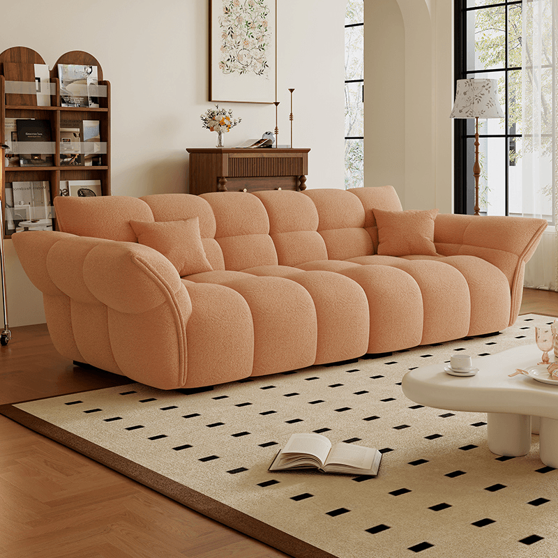 Modern Solid Color Tear Resistant Sofa Couch in Grey/Carnation/Olive Green with Seating Capacity of 5/4-seater/3-seater and 2 Pillows - image 4