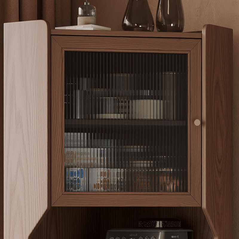 Accent Cabinet with 1 Drawer, 2 Cabinets, Glazed Door, Adjustable Shelf, Cabinet Knobs, Sepia/Wood Color Top, and Stain Resistant Finish - image 5