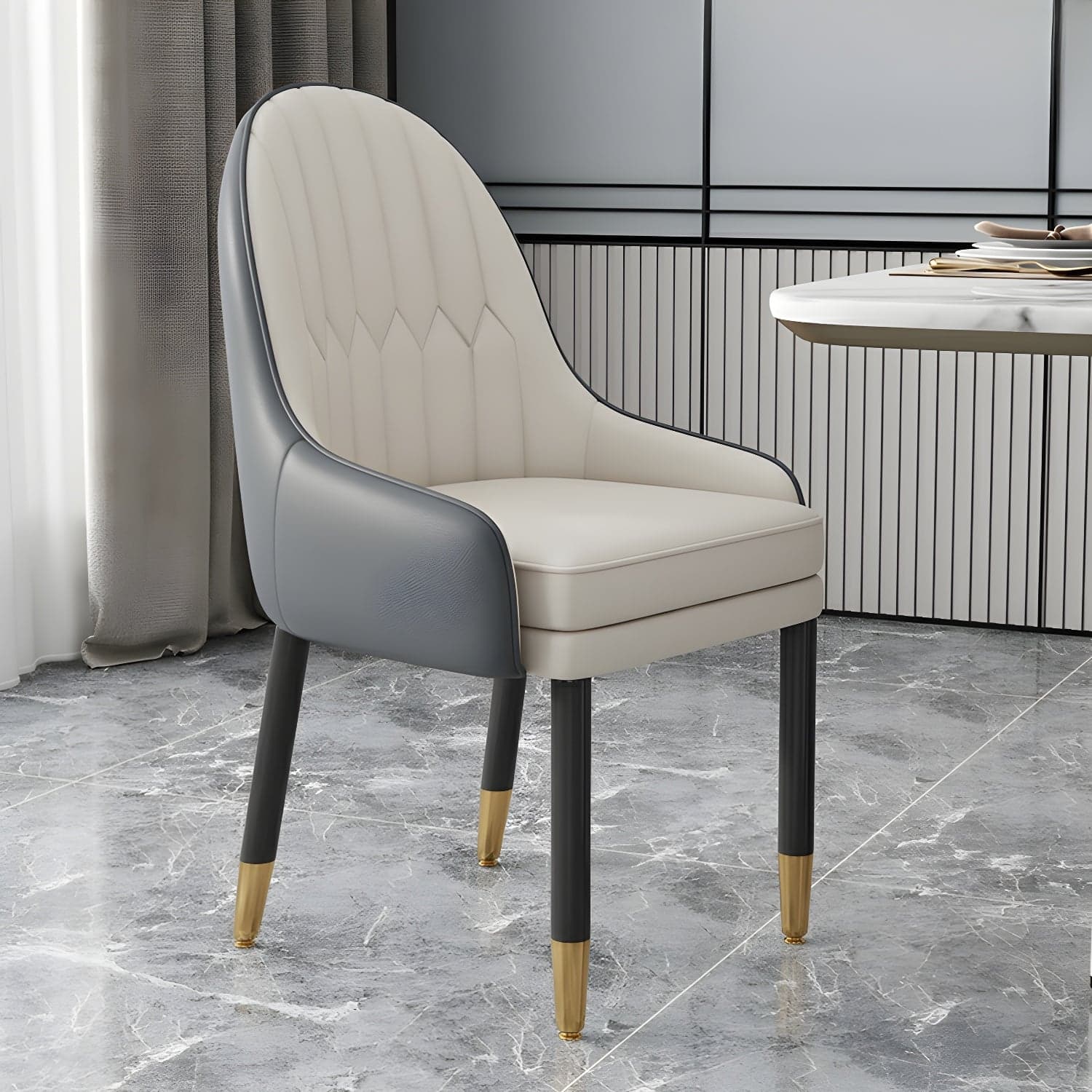 Elegant Glam Faux Leather Dining Chair with Solid Back for Kitchen & Dining - image 13