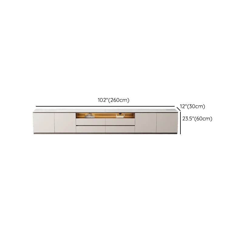 Beige Stone TV Stand with 4-Drawer, 2 Cabinets/4-Cabinet, Cable Management, Visible Storage and Light - image 17