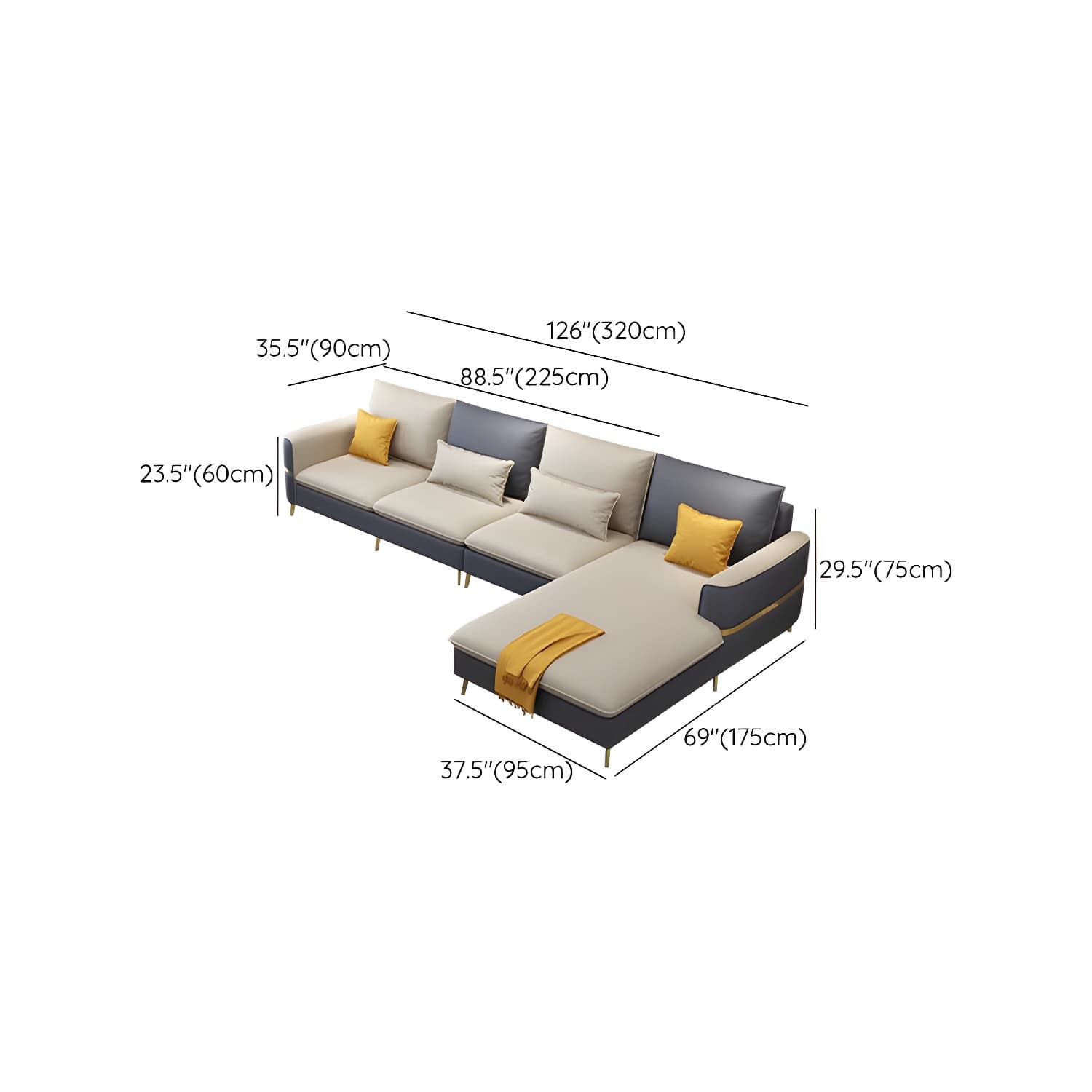 Glam Beige Tech Cloth Sectional Sofa with Pine Frame in Stationary Design - image 26