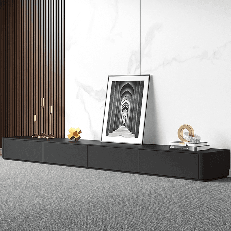 Black Contemporary Wood TV Stand with Shelf, 2 to 4 Drawers, 2 Cabinets, and Cable Management - image 4