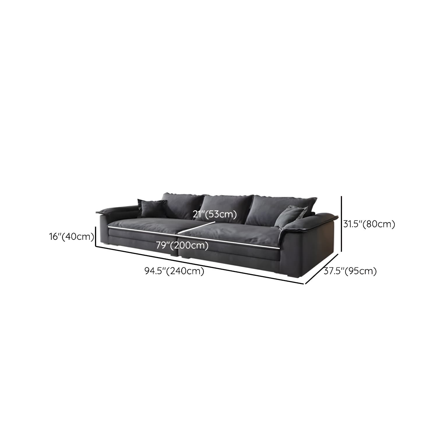 Grey Mid-Century Modern Sofa with Wood Frame and Tech Cloth Upholstery - image 11
