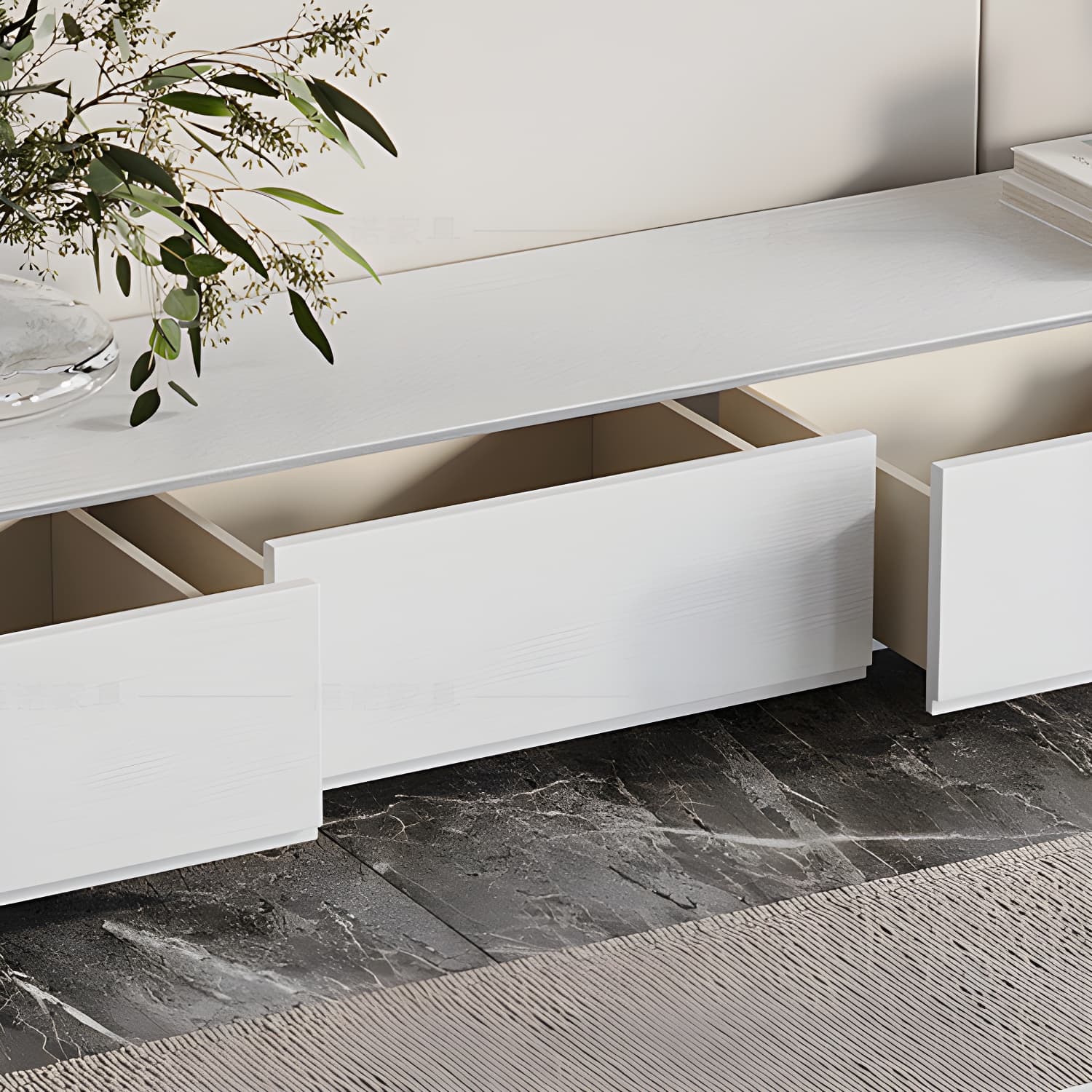 White Wood TV Stand Modernism TV Stand With Drawers for living Room - image 8