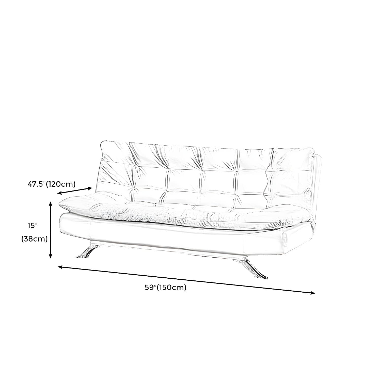Armless Sofa Chaise Square Seating Settee for Living Room Bonus Room - image 15