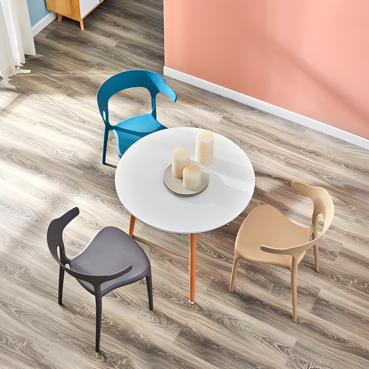Home Modern Side Chair Stackable Open Back Plastic Dining Room Chair Set - image 21