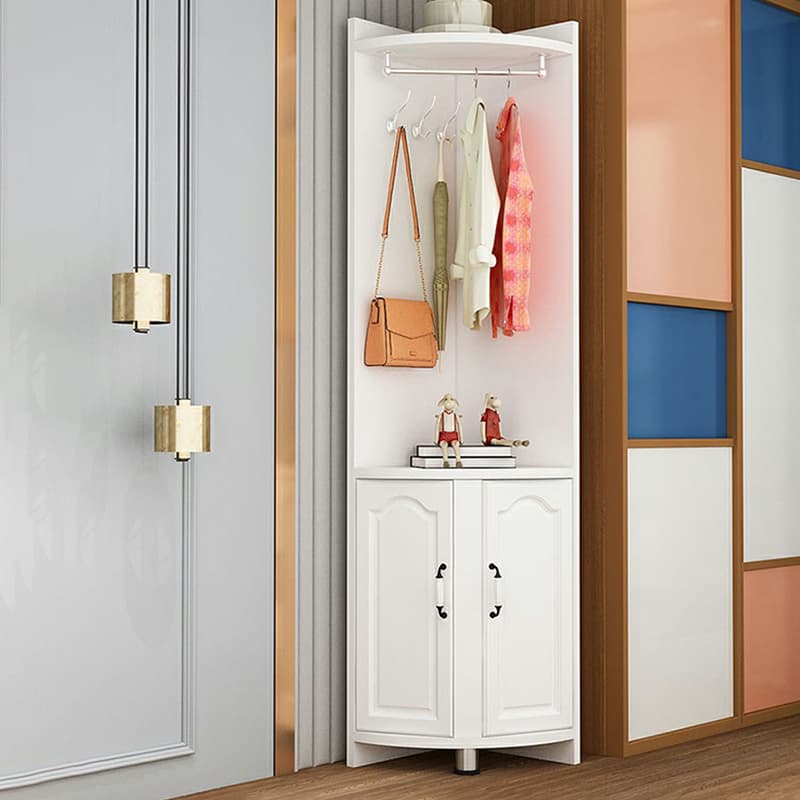 Scandinavian Wood Corner Accent Cabinet with 1 Cabinet and Opening Shelves for Room - image 4
