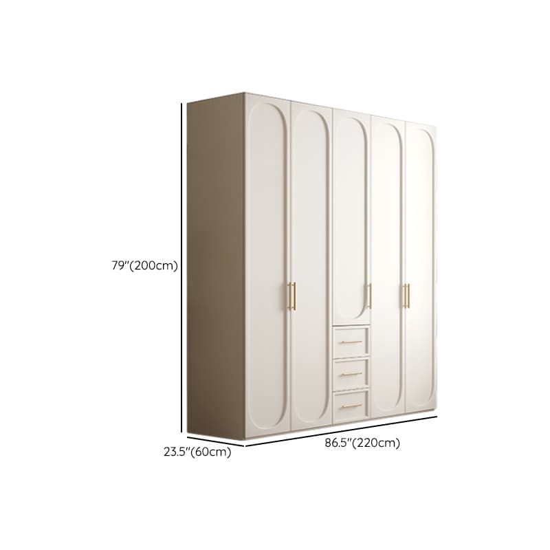 White Minimalist Manufactured Wood Wardrobe Closet with 3-Drawer, Soft Close Door, Interior Shelves, and Clothing Rod - image 12