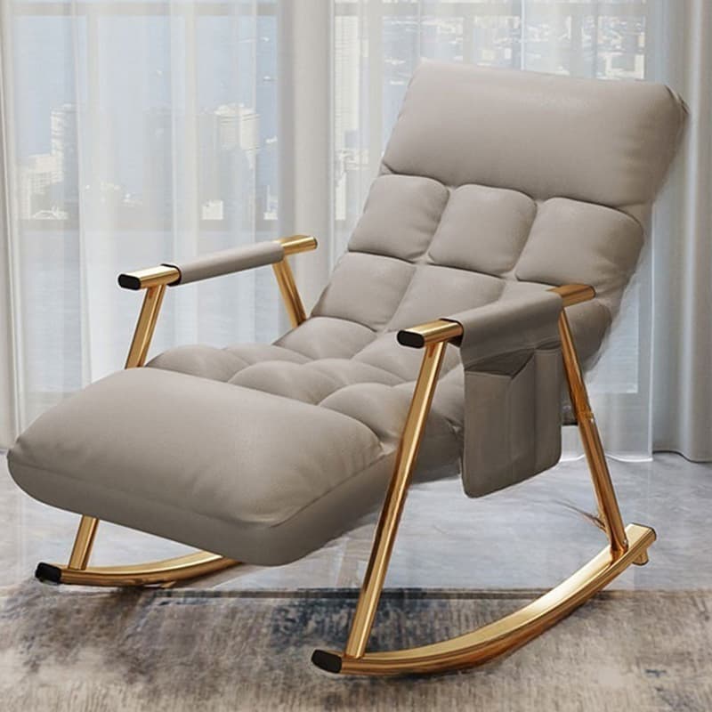 Modern Indoor Rocking Chair Upholstered, Tufted and Custom Fit with slipcover, Metal Legs - image 8
