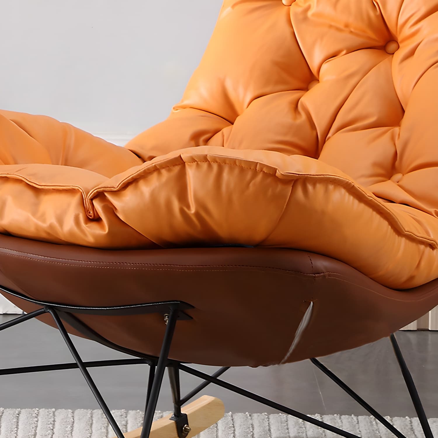 Contemporary Rocking Chair Upholstered Tufted Cushions with Light Legs Glider - image 14