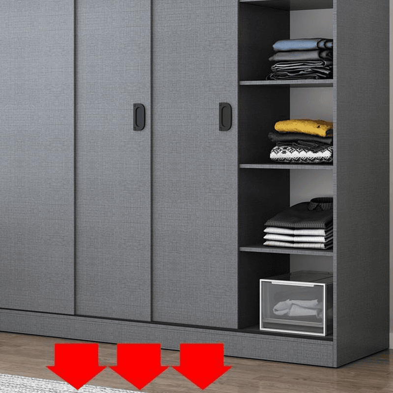Dove Grey Modern Timber Wardrobe with Self-supporting Design, Soft Close Features, and Clothing Rod - image 3