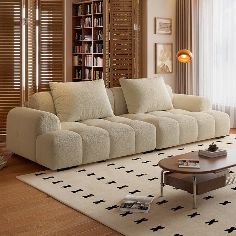 Modish Solid Color Stain Resistant Standard Sofa in Dark Gray/Emerald Green/Beige, 3-Seater with 2 Pillows