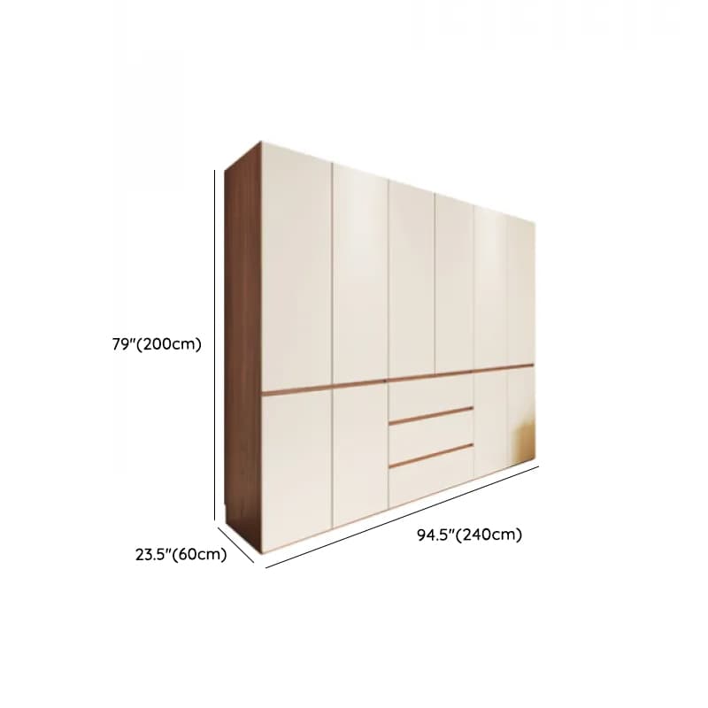 Beige Minimalist Manufactured Wood Wardrobe Closet with Soft Close Drawer, Soft Close Door, Interior Shelves, and Clothing Rod - image 16