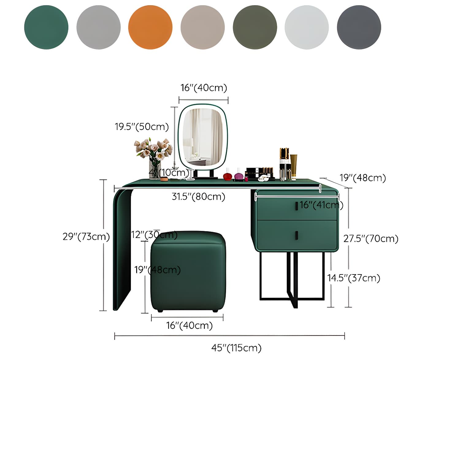 Glam Vanity Dressing Table Bedroom Makeup Counter with Makeup Table and Stool - image 15