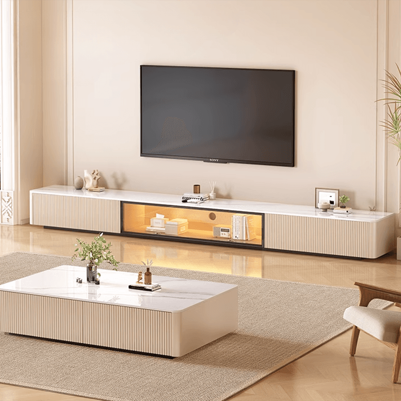 Modish Sintered Stone TV Stand with 2-Drawer, Cabinet & Cable Management Living Room - image 6