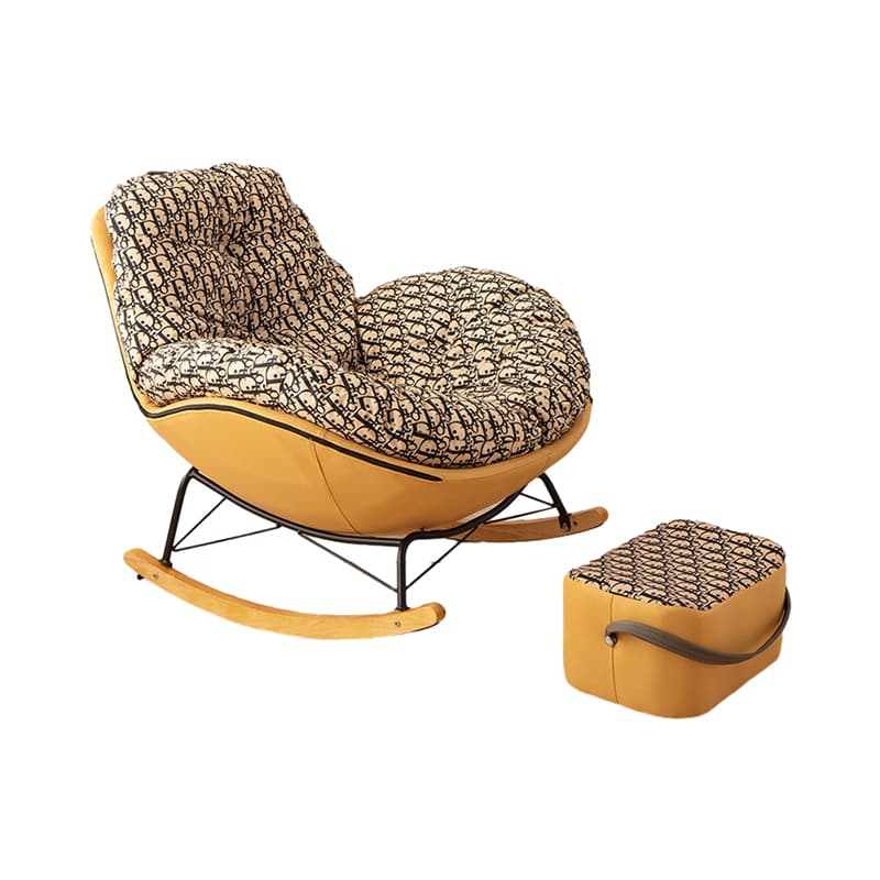 Natural Stationary Wingback Living Room Rocking Chair with Back - image 9