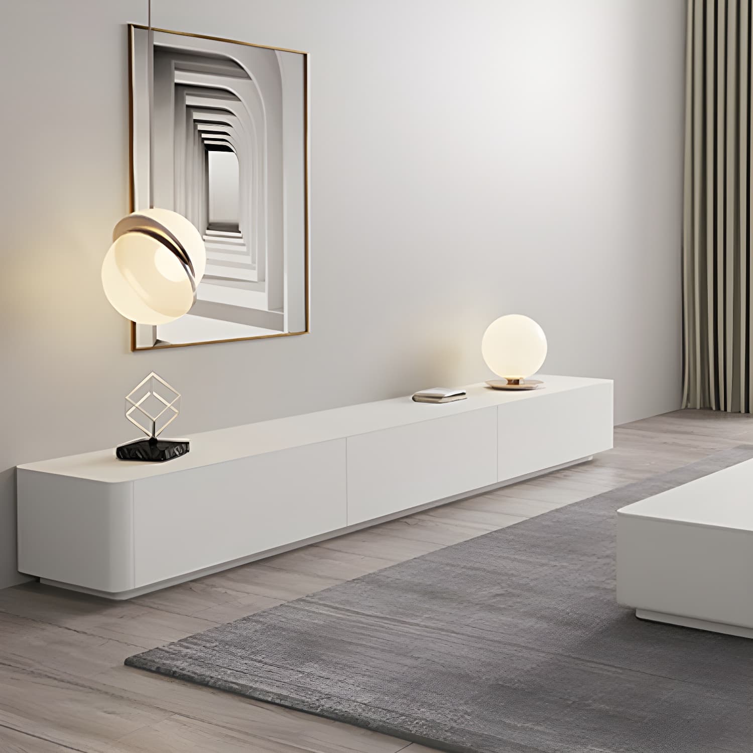 Scandinavian TV Console, White TV Stand with Drawers for Living Room - image 4