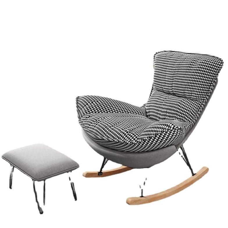 Modern Water Proof Cerulean/Dove Grey/Olive Green Upholstered Living Room Rocking Chair with Upholstered Footstool - image 4