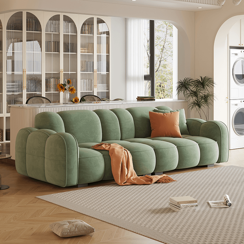 Standard Sofa in Rose/Off-White/Amber Color Flannel with Armrest